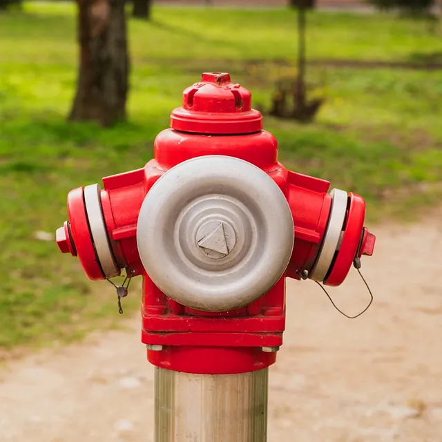 boca de incendios roja con fondo parque